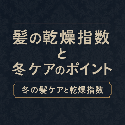 冬の髪の乾燥対策と乾燥指数を解説するヘッダー画像。冬のパサつきや広がりの原因とヘアケア方法を紹介したブログ用タイトルビジュアル。
